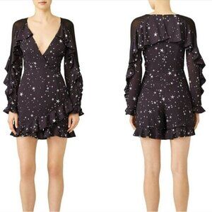 Fame And Partners Black Midnight Sky Star Ruffle Romper Size 4